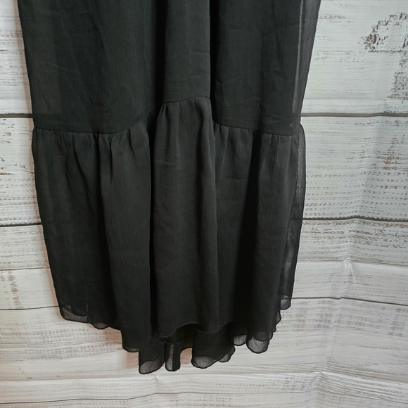 Guess Black High Low Taras Chiffon Dress Ruffles Layers Size 1 - Picture 4 of 8